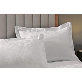 Courtyard by Marriott Textured Pillow Sham - 1 Decorative Pillow Sham with Wash-Activated Ripple Texture Exclusively for Courtyard - White - King (20" x 36" After Washing)