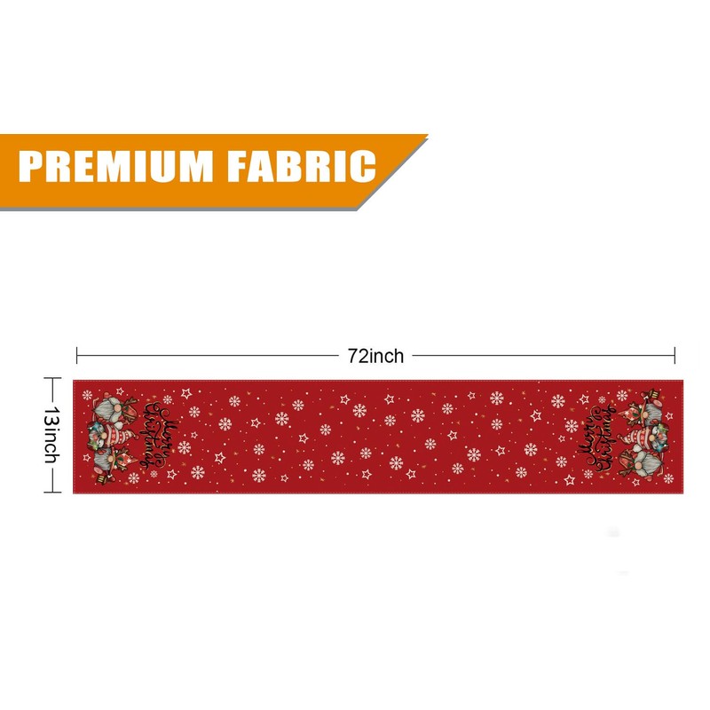 Christmas Gnomes Table Runner Red Snowflake Winter Decorations Glitter Xmas
