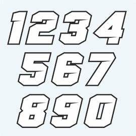 Pubblimania 10 Nummern Motorrad-Aufkleber, wasserdicht und waschbar, 1 Packung mit 10 Stück, Aufkleber für Motorrad, Auto, Motocross, Quad, Roller (Weiß, 1)