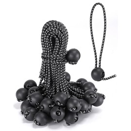 18 Inch Adjustable Ball Bungee Cords, Easy to Adjust from 1" to 18", 40 PCS Ball Tie Downs with UV-Resistance & Superior Elasticity, Great for Tarp, Tent, Pole, Cargo, Holding Wire and Hose, etc
