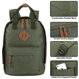 Canvas Mini Backpack for Everyday & Day Pack Rucksack in Solid Color Blocks (Hunter)