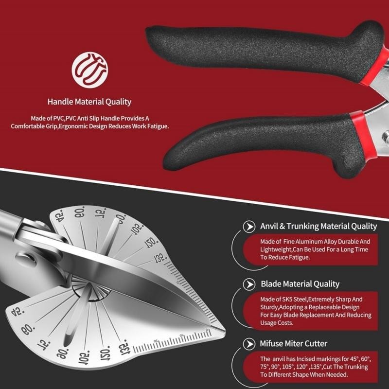 Multifunctional Trunking/Miter Shears,Multi Angle Miter Shear Cutter Hand Tools for