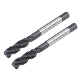 sourcing map M8 x 1.25 Spiral Flute Thread Tap, Metric Machine Threading Tap HSS Nitriding Coated, Round Shank with Square End, H2 Tolerance, 2pcs