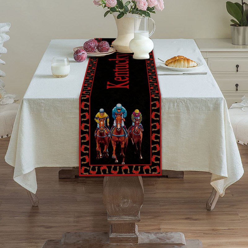 Vohado 2025 Derby Table Runner Roses Horse Racing Decorations Holiday