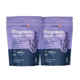 Citrato de Magnesio En Polvo 150g 2 Pack| Nartex Wellness | Sabor Mora Azul | 500 mg por porción| Citrato, Glicinato, GABA Y Lavanda | Suplemento Relajante Natural Para Estrés, Sueño Y Sistema Nervioso