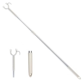 Retractable Closet Pole with Utility Hooks 45" High Reach Stick Extend Reaching Garment Pole for Closet,Ceiling,Shelf