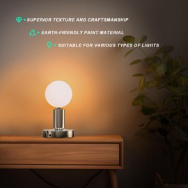 Hompavo 【Upgraded】 2 Polished Metal Desktop/Hanging Light Bulb Socket E26/E27 Lamp Base, Screw Light Bulb Extension Socket with 6 Feet Pure Copper Cord, On Off Switch Plug - Silver