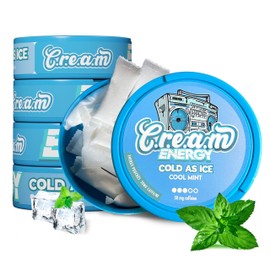 CREAM Energy - Caffeine Pouches (Cool Mint, 5 packs,100ct) - Cool as Ice Energy Pouches - For Extra Boost - On-The-Go Refreshments To Keep Energized & Focused