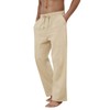 Puimentiua Cotton Linen Pants Men Casual Loose Fit Elastic Drawstring