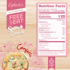 Cybele’s Free To Eat Gluten-Free & Vegan Cookies - Plant-Based, Dairy, Soy, & Nut Free - Soft-Baked School Safe Snack For Kids & Adults - 12 Cookies Per 6 oz Box (Confetti, Pack of 6)