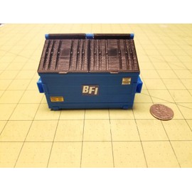 Unbranded Miniature 2-yard Dumpster at 1/24, 1/25 Scale for Dioramas in Blue