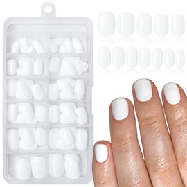 Lifextol 120PC White Square Press on Nails Short Fake Nails Press ons with Adhesive Tabs, 12 Sizes Square Nails Tips Short Acrylic Nails Press on Nails Petite Stick on Nails Artificial Fingernails