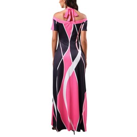 SheKiss Stunning Elegant Fashionable Printed Short Sleeve Maxi Dress-The Perfect Casual Beach Days and Party Night
