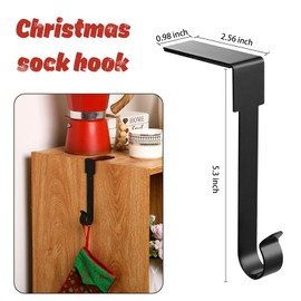 ARCHCRTC 6 Pcs Christmas Stocking Holders Mantel Stcoking Hangers Metal Hanging Hooks Christmas Ornament Hooks Mantel Garland Clips for Thick Fireplace Mantel Staircases Xmas Party Decor (Black, 6)