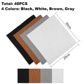 Felt Fabric Craft Felt 48 Pieces - 30 x 20 cm Felt Fabric for Felt Mat Coasters Decorative Felt Bag Felt for Sewing and DIY Crafts (Black + White + Grey + Brown)