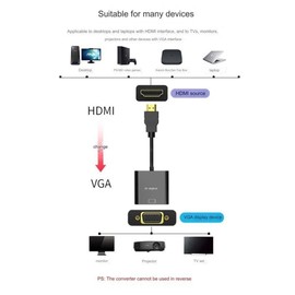 BOOC HDMI to VGA No Audio Adapter for PC/Laptop/Projector - Black 0.2M