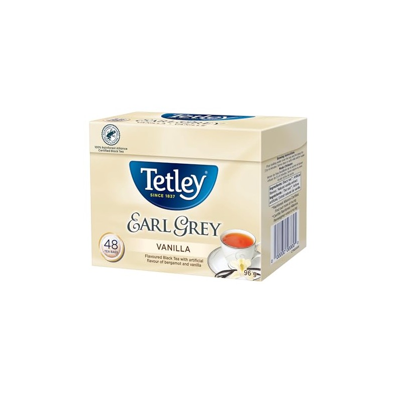 Tetley Earl Grey Vanilla Black Tea - 48 Tea Bags,