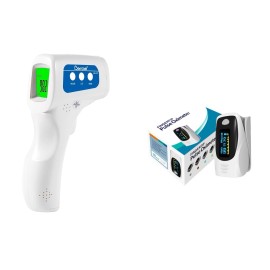 Non-Contact Infrared Forehead Thermometer &/OR Fingertip Pulse Oximeter Monitor - Both Thermometer and Oximeter