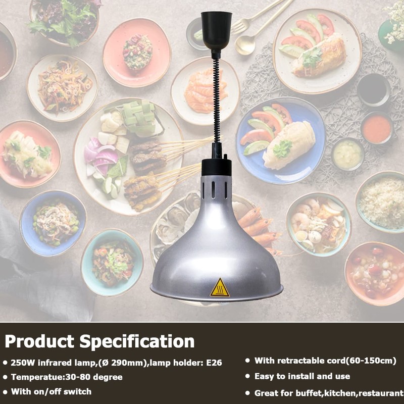KOUDA Commercial Food Warmer Lights Telescopic Heating Lamps for Buffet