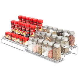 GONGSHI Spice Rack Organizer for Cabinet, Pantry and Countertop, 3 Tier Expandable Seasoning Shelf, Chrome