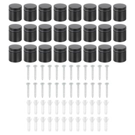 sourcing map 24 Pcs Standoff Screws, 1" x 1" Stainless Steel Advertising Screws Wall Standoff Mounts Hardware for Acrylic Picture Frame Glass Signs Hanging, Black
