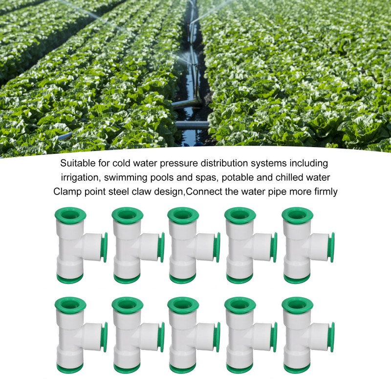 10Pcs Tee Connector 3 Way Quick Connect Push Water Pipe
