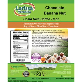 Chocolate Banana Nut Costa Rica Coffee (Gourmet, Naturally Flavored, Whole Coffee Beans) (8 oz, ZIN: 563423) - 3 Pack