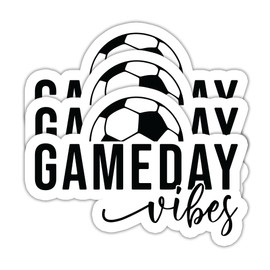 (3PCS) Soccer Stickers - Game Day Vibes – Waterproof Vinyl Decals for Laptops, Tumblers, Water Bottles, Scrapbooks – Soccer Gift for Players, Fans & Teams 3 x 2.5 Inch