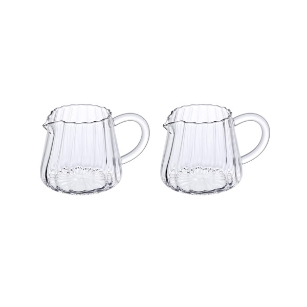 JIEJE Small Glass Pitcher, Glass Milk Pitcher, Glass Creamer Pitcher,