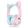 iClever Cat Ear Kids Bluetooth Headphones, LED Lights Up, 74/85dBA