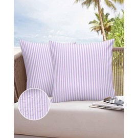 Outdoor Waterproof Throw Pillow Covers Set of 2 Purple Stripes Pillowcases 16x16 Inches Classic Vertical Striped Patio Decorative Pillows Cushion Case Patio Pillows for Couch Bed Chair Garden