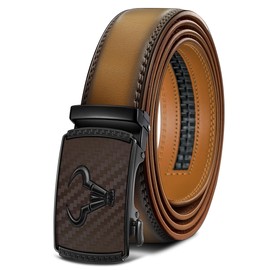 BULLIANT Men's Belt – Ratchet Leather Belt for Men Dress and Casual Pants Jeans 1 3/8" (Tawny,28"-34" Waist Adjustable)