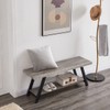 LVB Industrial Entryway Bench, Wood and Metal Storage Bench, Indoor