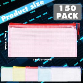 Threlaco 150 Pcs Dental Zipper Pouches Bulk Tooth Plastic Bags Clear Mesh Zipper Pencil Pouch Bags Hygiene Patient Care Merchandise 4 x 9inch for Dentist Clinics Classroom Organization Storage