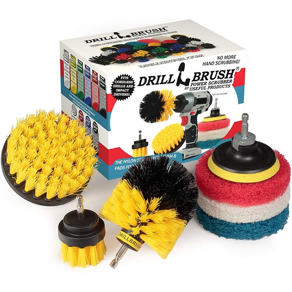 Drillbrush Power Scrubber Brush Set - Drill Brush Attachment - Grout Brush Drill Attachment - Drill Scrubber Attachment - Bathroom Cleaner Scrub Brush - Toilet Brush Cleaning Supplies - Grout Cleaner