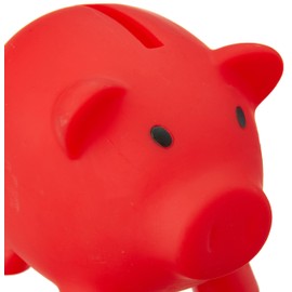 eBuyGB Piggy Bank/Money Box for Saving Coins and Cash Plastic Novelty Pig, Red
