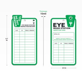 Eye Wash Station Inspection Tags 50 Pack, RP-Plastic Inspection & Status Record Tags, Legend Eye Wash Station, Yearly Monthly Inspection Tags for Eye Wash Station, OSHA Approved, Waterproof
