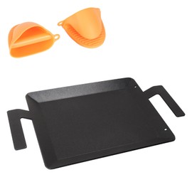 Carbon Steel Griddle for Induction Griddle, Gas Grill, Stove Top, Electric, Oven - 17" x 10" Professional Cookware for Cooktop, Double Burner NonStick Griddle Pan