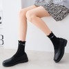 Fasele Women's Crew Socks, JK, Lace, Floral Pattern, Uniform, Girls,