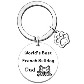 SDOFY French Bulldog Gifts World's Best French Bulldog Dad Keyring Bulldog Dad Birthday Christmas Gifts Fathers Day from Frenchie