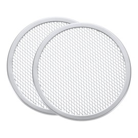 Sourcing Map 2 Pcs 8" Aluminum Round Pizza Baking Screen with Holes, Silver Tone