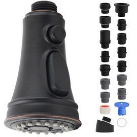 iFealClear Kitchen Faucet Replacement Head, Pull Down Spray Head 3 Modes Kitchen Faucet Sprayer Head Replacement Compatible with Moen, Delta, Kohler, 15 Adapters, Oil Rubbed Bronze