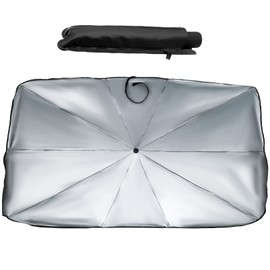 OEMASSIVE サンシェード 車 日除け 軽自動車 傘型 傘式サンシェード 小型SUV 普通車汎用 取り付き簡単 収納便利 コンパクト 車中泊 運転日焼け防止 熱中症対策 UVカット 内装劣化防止 遮光 遮熱 カー用品 便利グッズ 車内 頑丈 強化10本骨(サイズ:117×66cm)