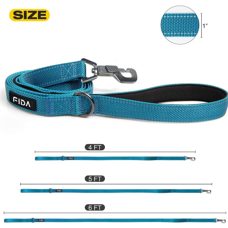 Fida 4 FT Heavy Duty Dog Leash with 2 Comfortable