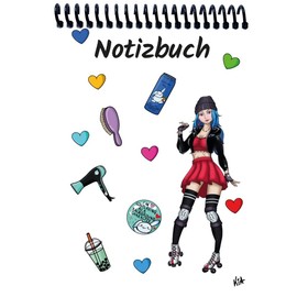 A 5 Notizblock Manga Enora, weiß, blanko: Spiralbindung, Notizblock, Tagebuch, Notizen für die Schule, Uni oder unterwegs, verschiedene Lineaturen und Muster