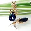 Navachi 18k Gold Plated Crystal Leaves Blue Pear-shaped Zirconia Az2307d