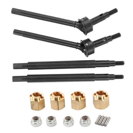 RC Front Rear Drive Shaft Replacement Steel RC CVD Axle with 8mm Brass Adaptor for Traxxas 1/18 Car Black