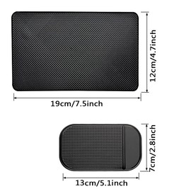7 Pack Car Dashboard Anti-Slip Mat, 2 Sizes Heat Resistant Sticky Non-Slip Ripple Gel Latex Dash Grip Pad for Cell Phone Sunglasses Keys by ACKLLR,Black