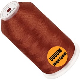 New brothread - Bobina individual enorme de 5000 m cada hilo de poliéster para máquina de bordado de 40 W para máquinas comerciales y domésticas, naranja quemado (color Janome)