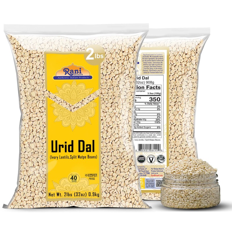 Rani Urid/Urad Dal (Split Matpe Beans Skinless) Indian Lentils 32oz